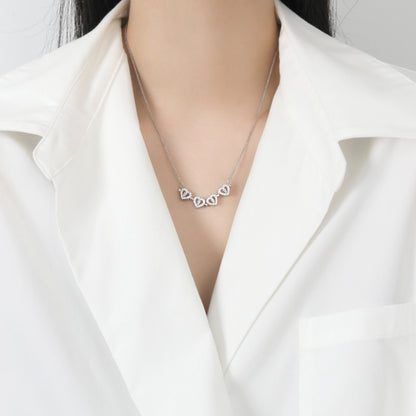 Two-Wearing Love Flower Pendant Heart-to-Heart Niche Design Sense One-Style Multi-Wearing Heart-Shaped Four-leaf Clover Necklace